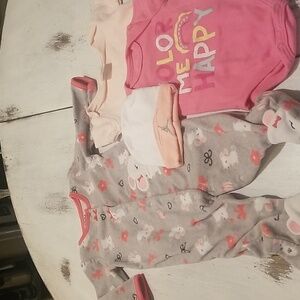 Child of Mine Baby Girl Sleeper Other brand Onesies 3-6M *Bundle *